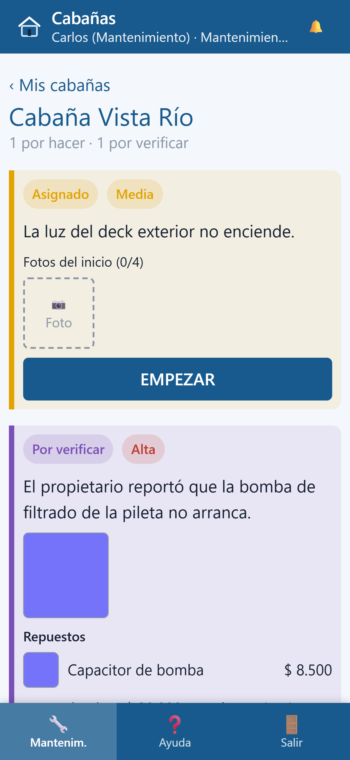 Reparar y verificar problemas